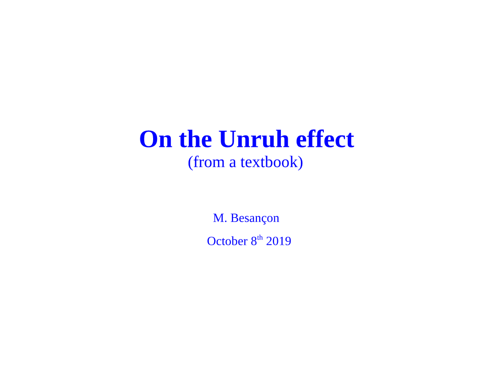 On the Unruh Effect (From a Textbook)