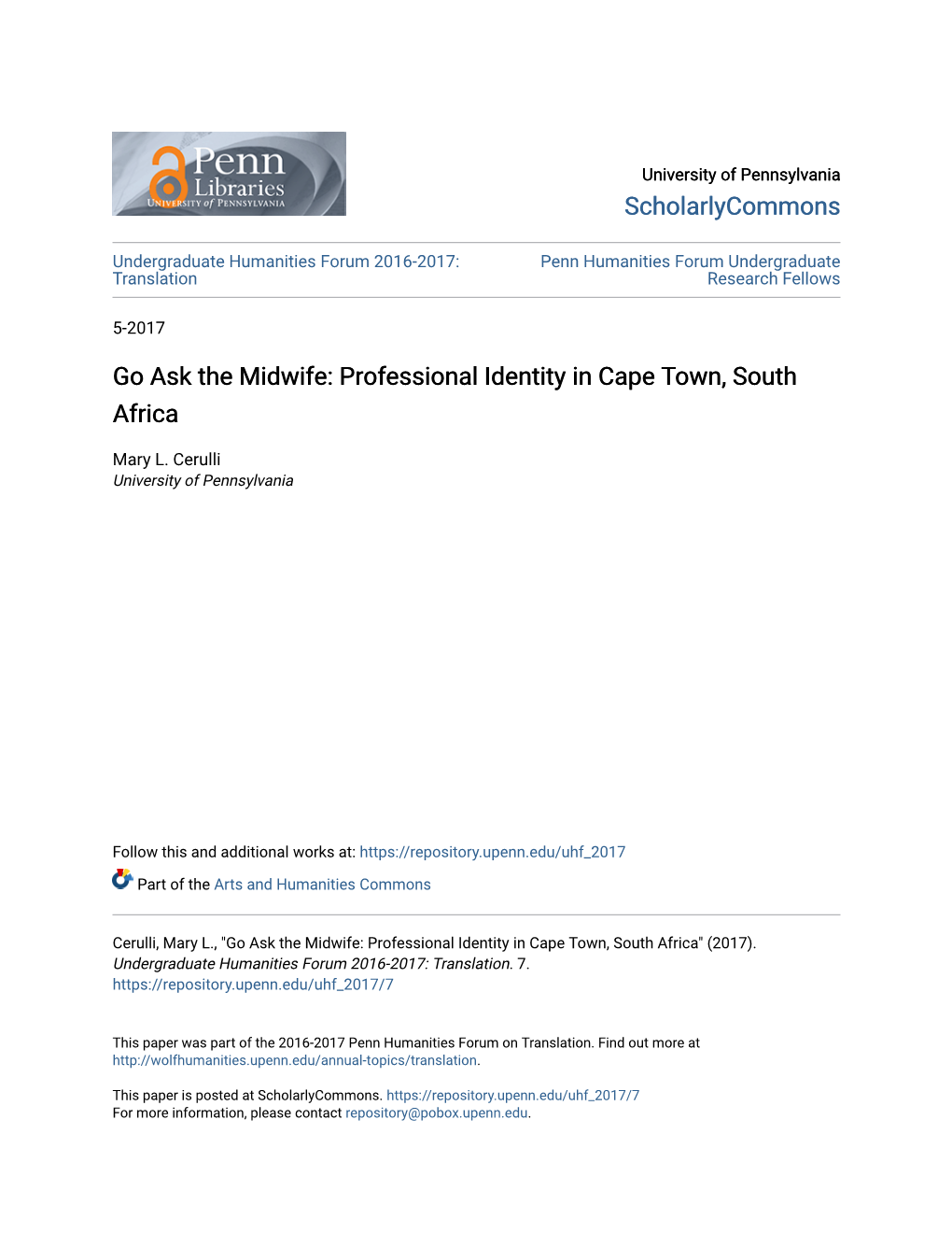 Professional Identity in Cape Town, South Africa