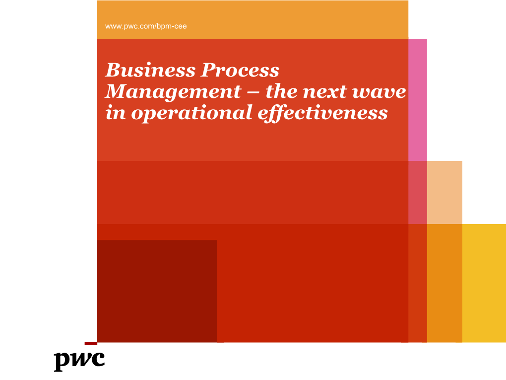 Business Process Management – the Next Wave in Operational Effectiveness What Is BPM?