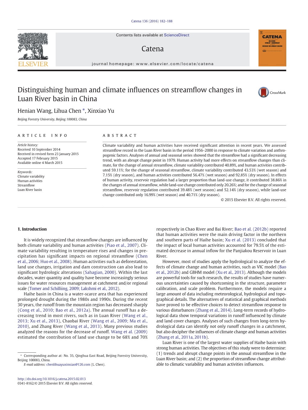 Distinguishing Human and Climate Influences on Streamflow Changes