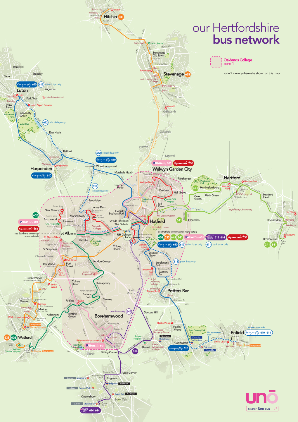 Uno Herts Network Map MASTER A3 OAKLANDS Zone