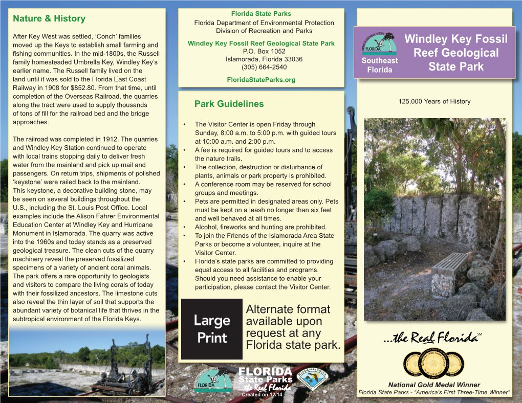Windley Key Fossil Reef Geological State Park Windley Key Fossil Fishing Communities