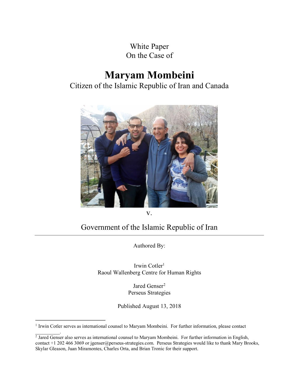 Maryam Mombeini Citizen of the Islamic Republic of Iran and Canada