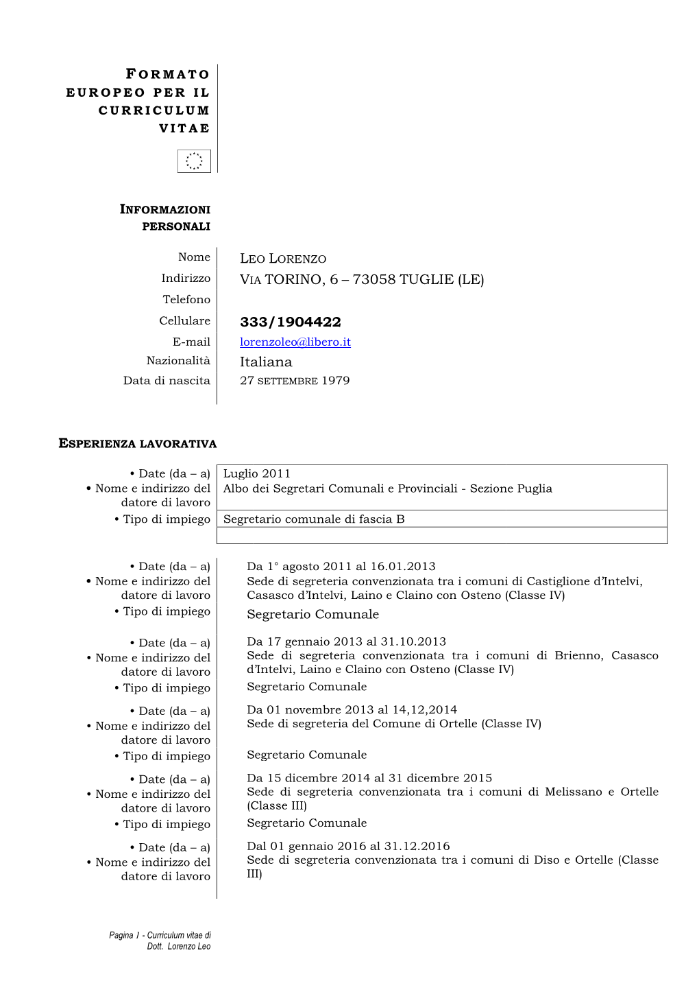 CV SEGRETARIO COMUNALE.Pdf