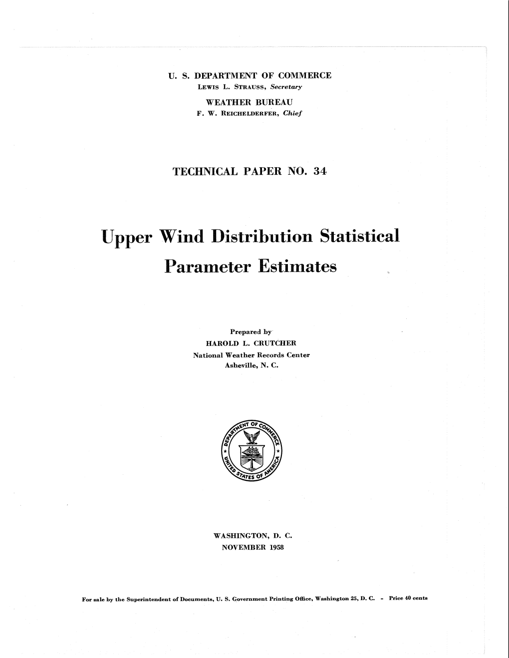 Upper Wind Distribution Statistical Paran1eter Estiinates