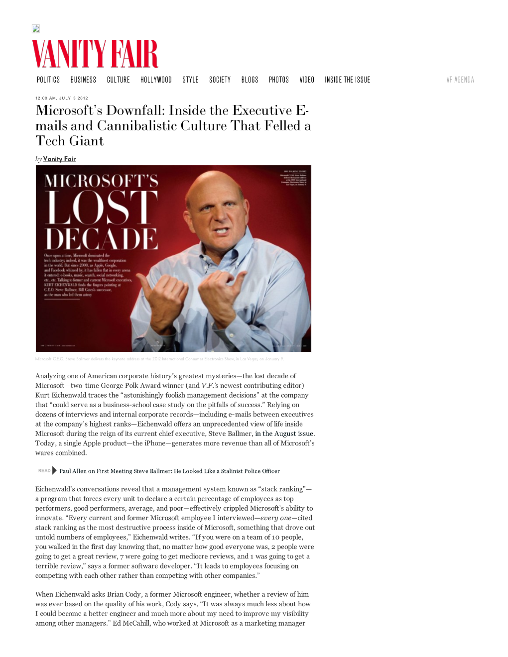 Microsoft's Downfall: Inside the Executive E- Mails And