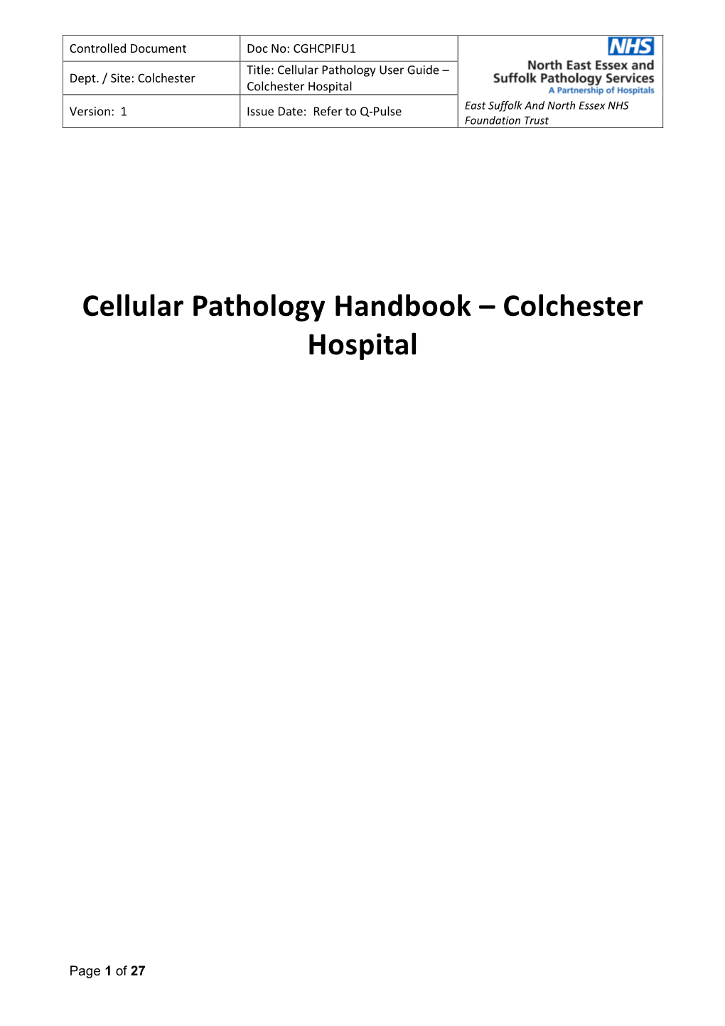 Cellular Pathology Handbook – Colchester Hospital