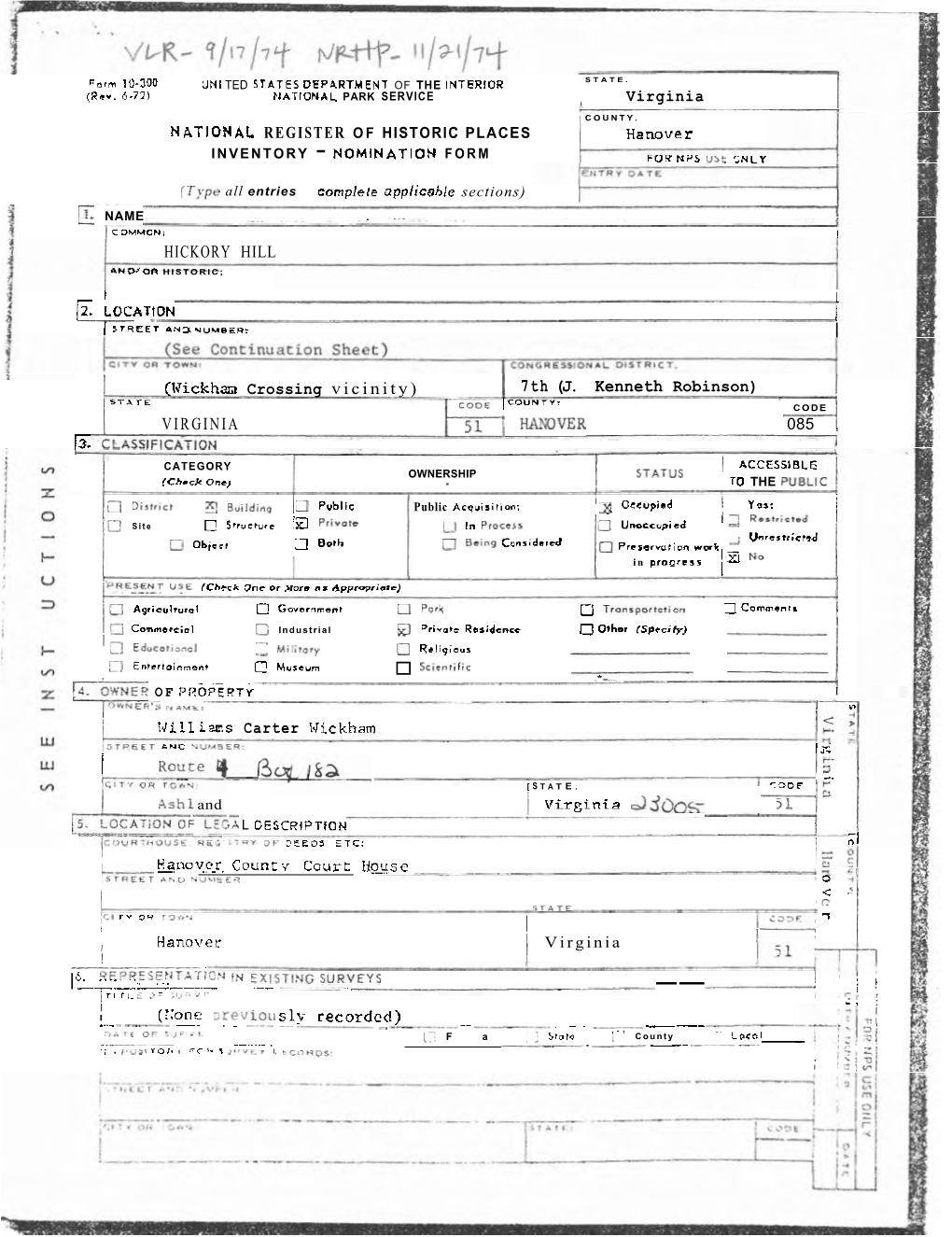 NOMINATION FORM for NPS USE -..-A ENTRY NVU-€I (Continuation Sheet)