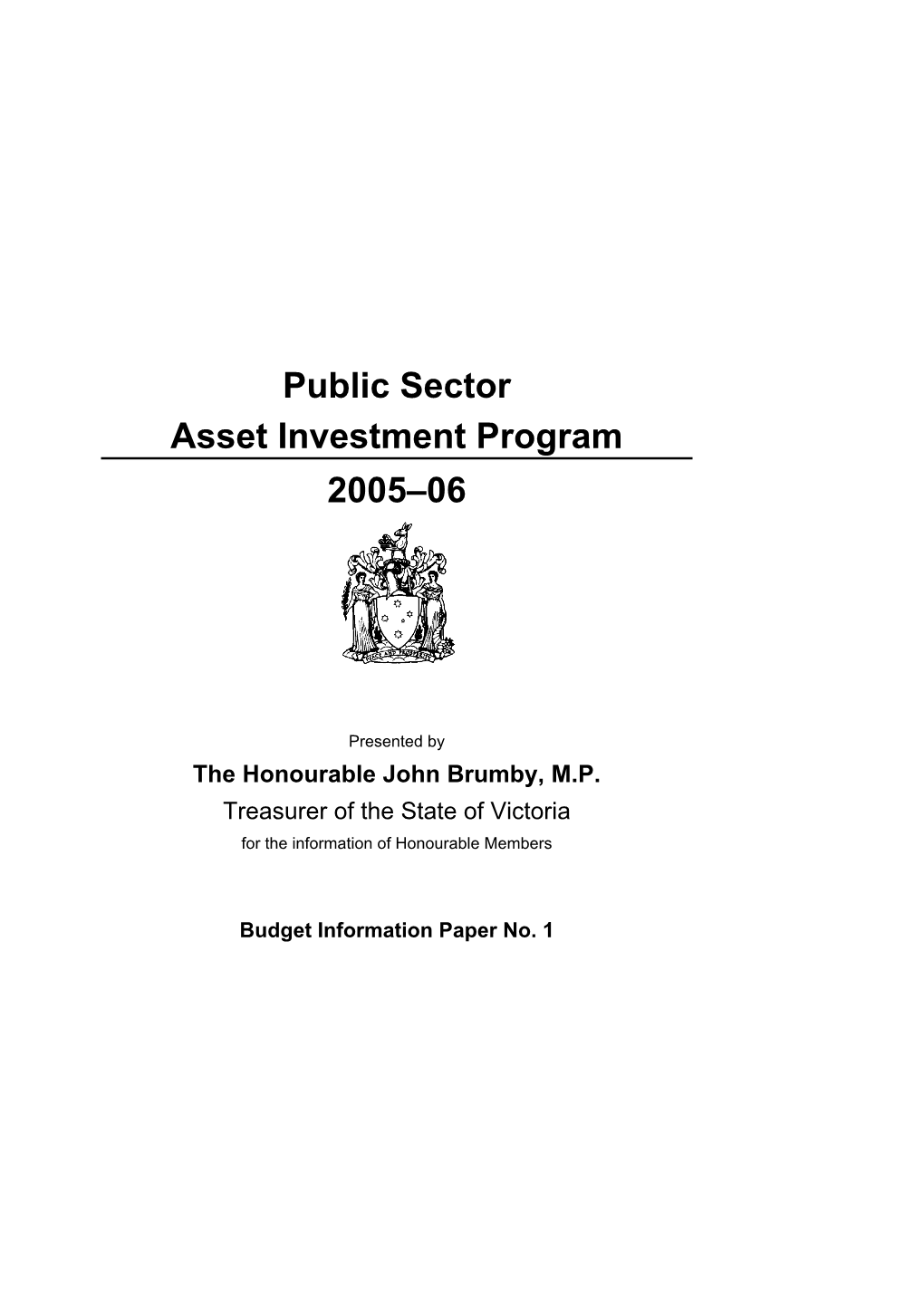Public Sector Asset Investment Program 2005–06