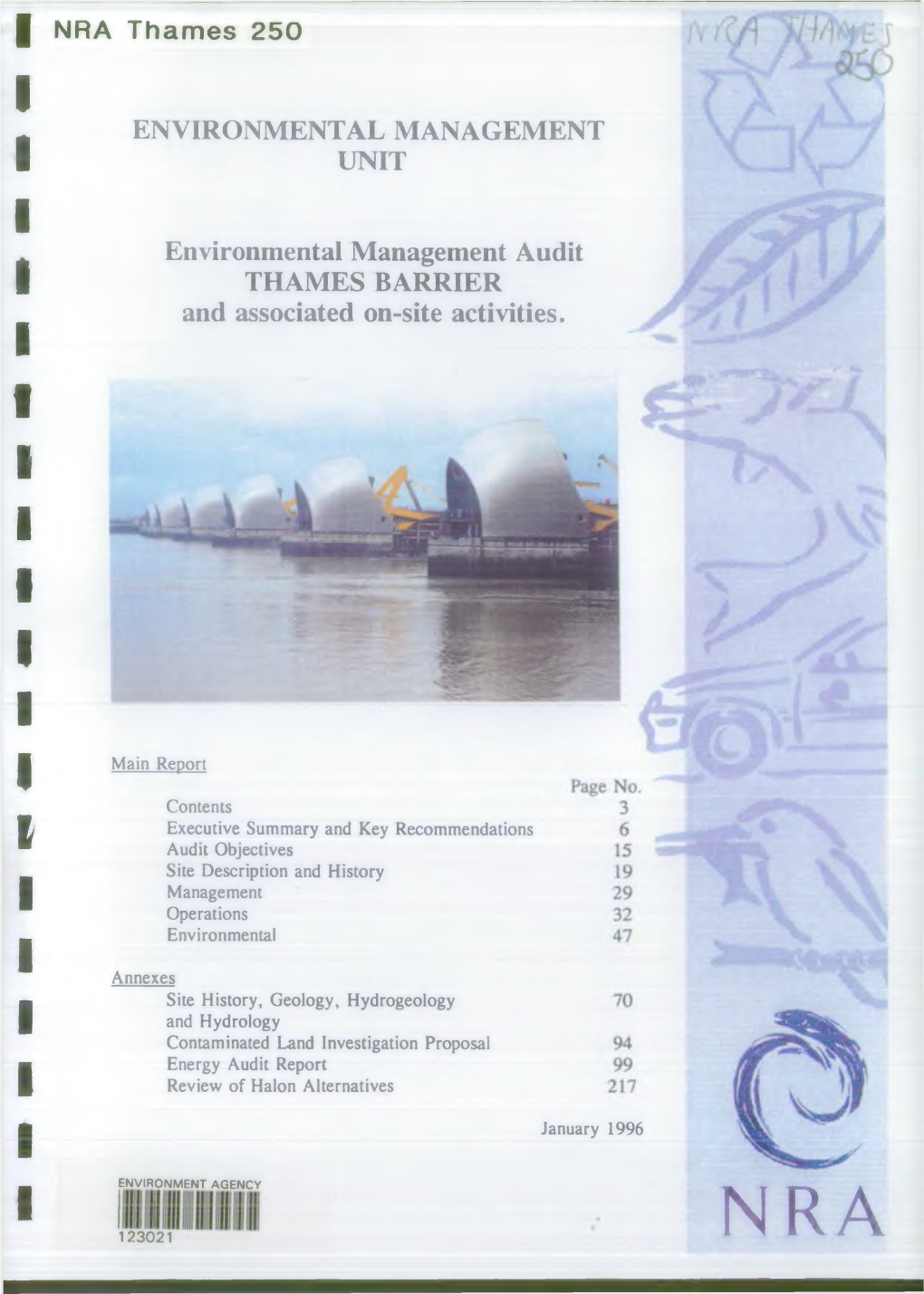 ENVIRONMENTAL MANAGEMENT UNIT Environmental Management Audit THAMES BARRIER and Associated On-Site Activities