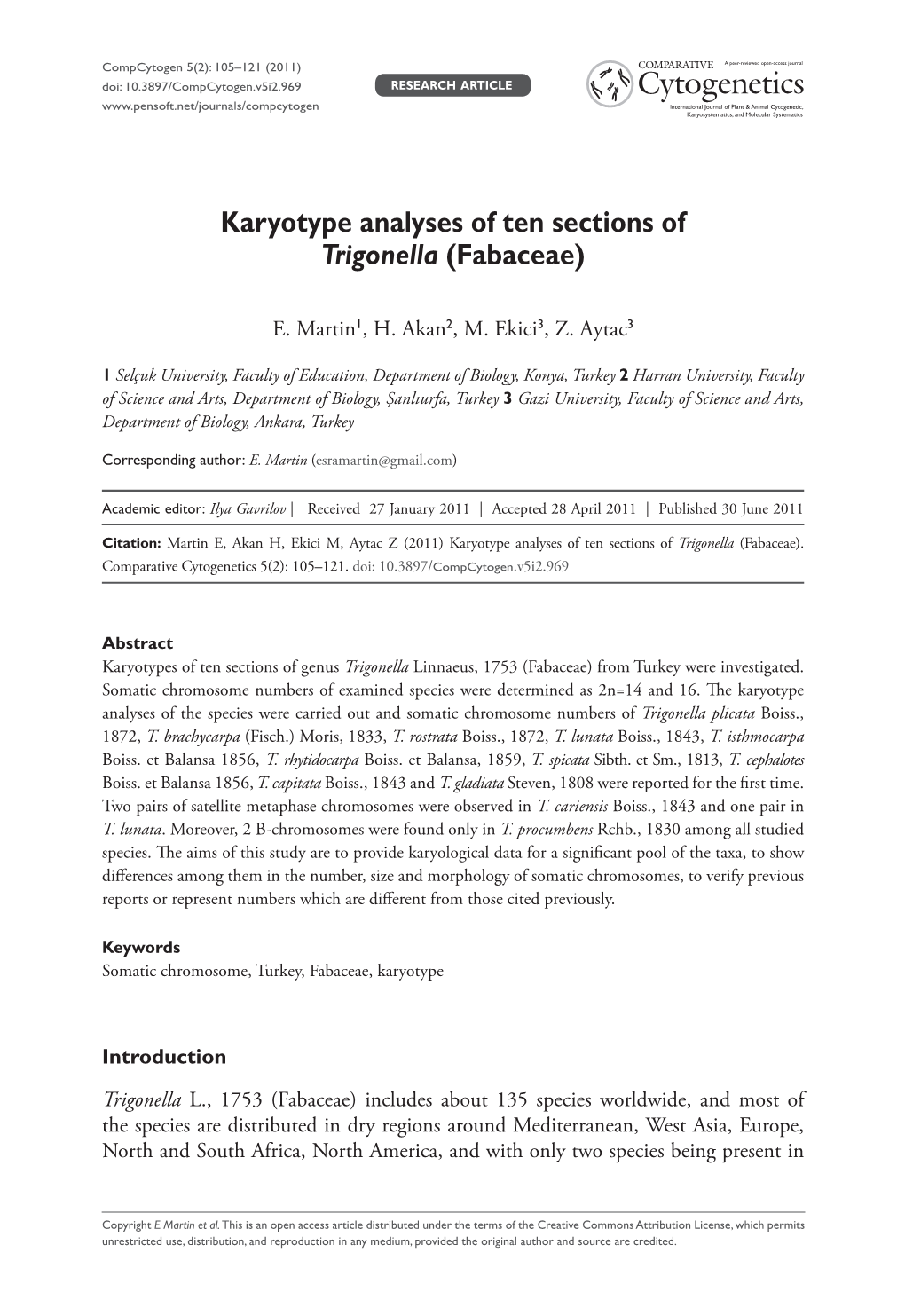 Cytogenetics International Journal of Plant & Animal Cytogenetic, Karyosystematics, and Molecular Systematics