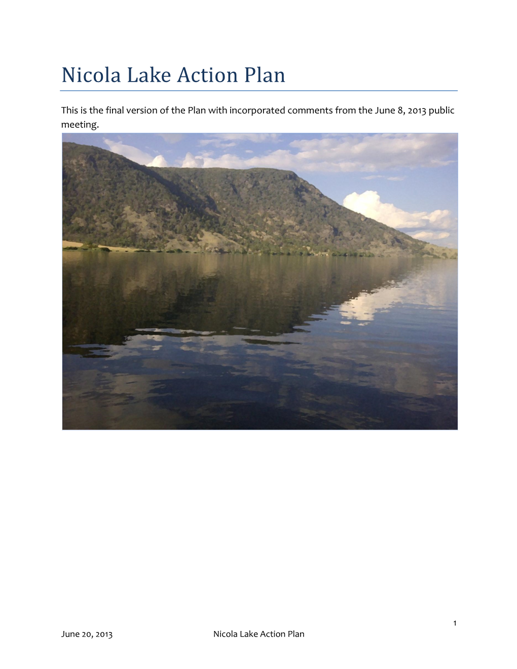 Nicola Lake Action Plan