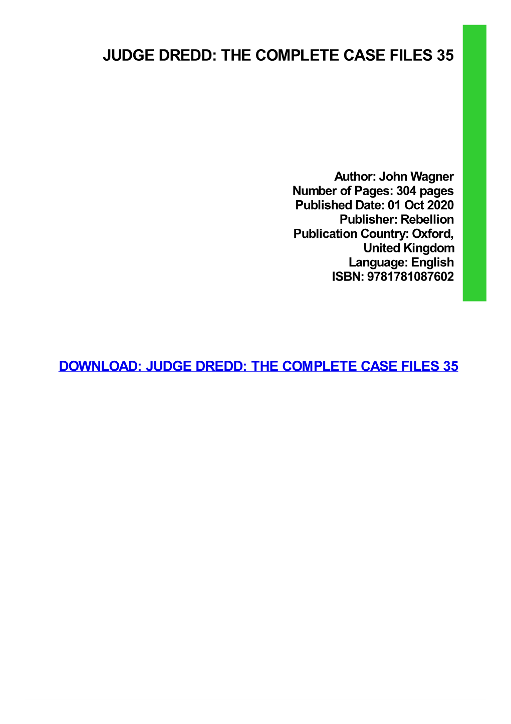 Read Book Judge Dredd: the Complete Case Files 35