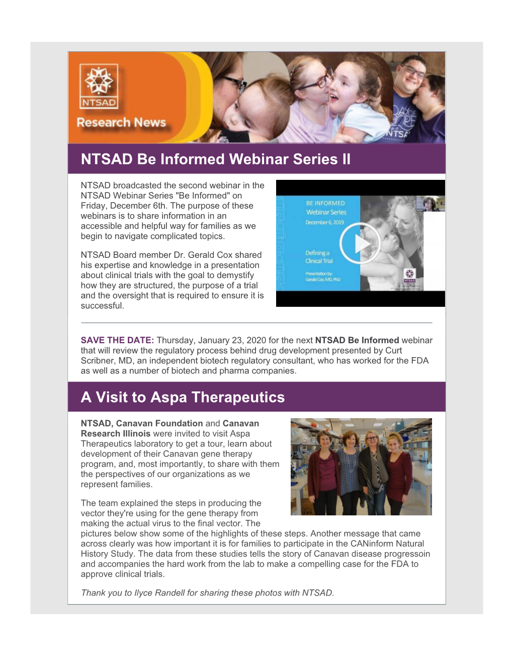 NTSAD Be Informed Webinar Series II a Visit to Aspa Therapeutics