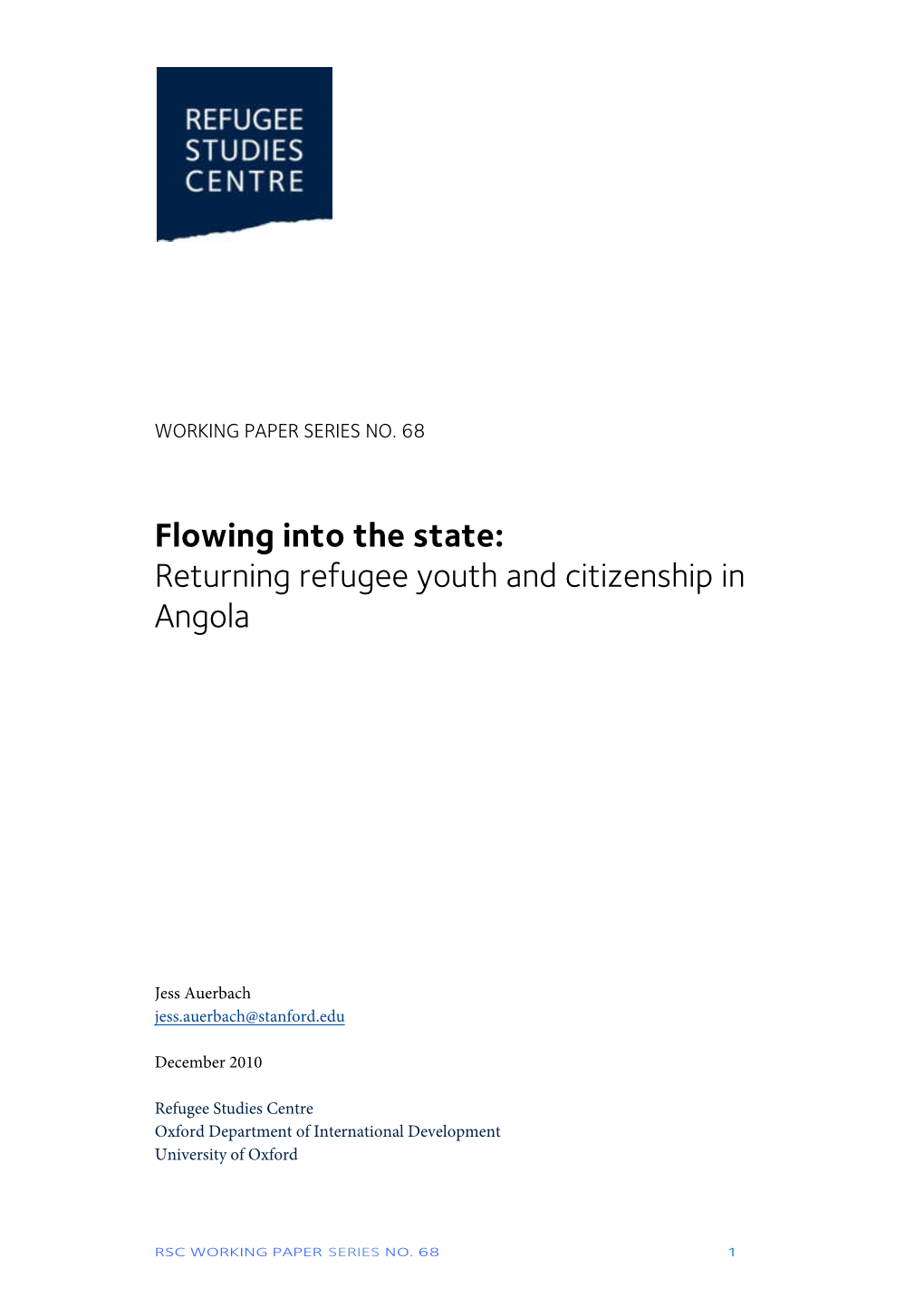 Returning Refugee Youth and Citizenship in Angola