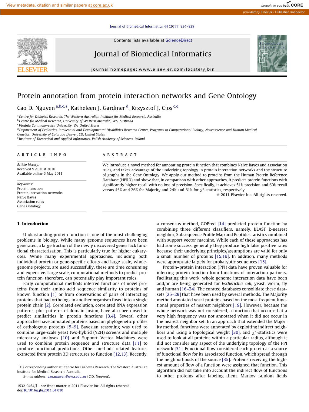 Journal of Biomedical Informatics 44 (2011) 824–829