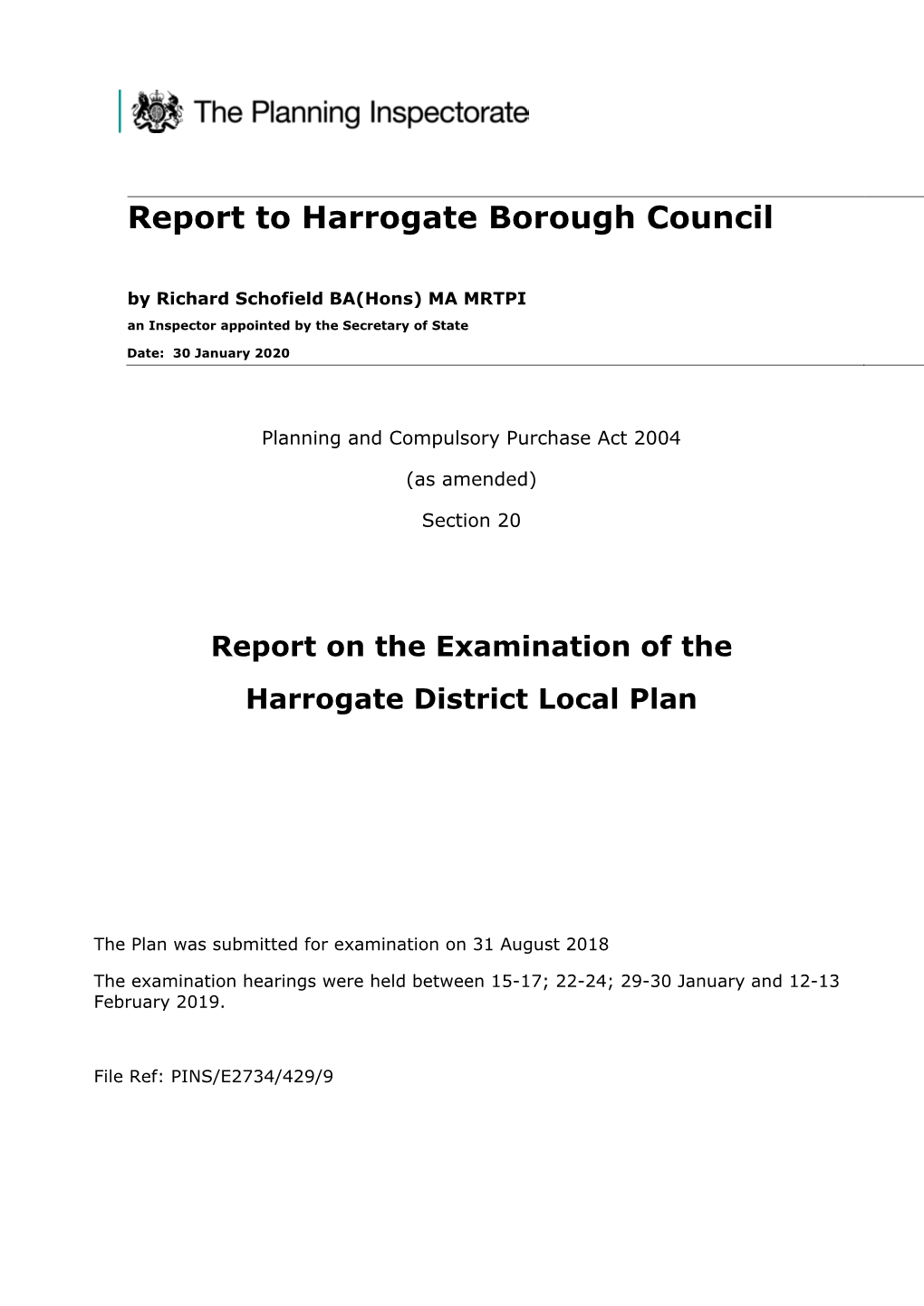 Harrogate Local Plan Inspectors Report