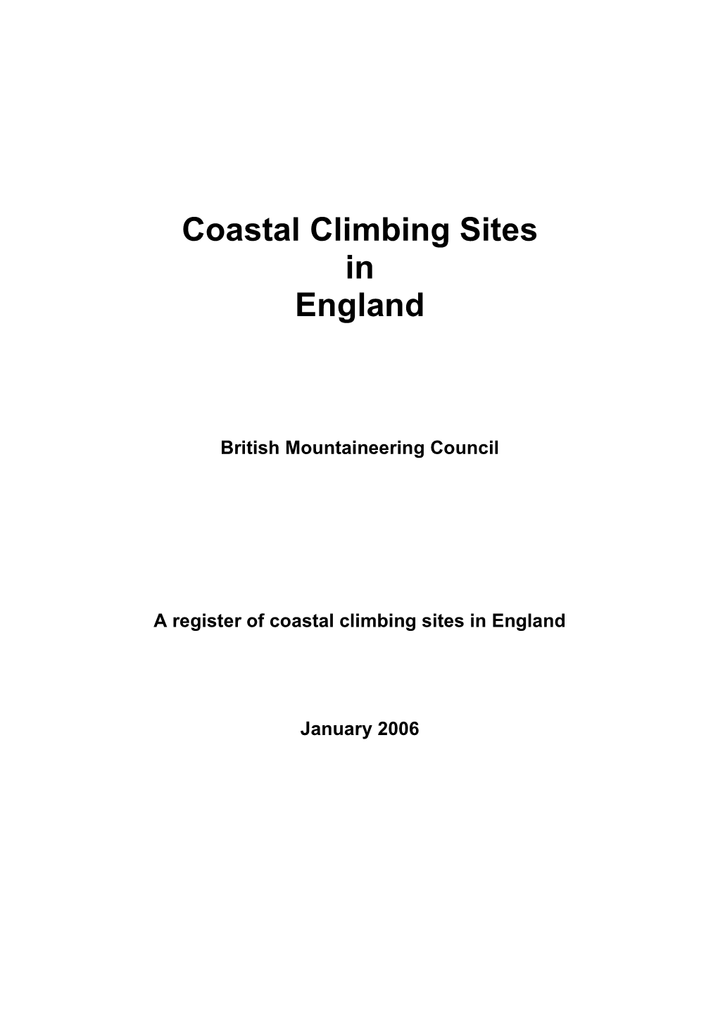 Coastal Climbing in England MC Final Register