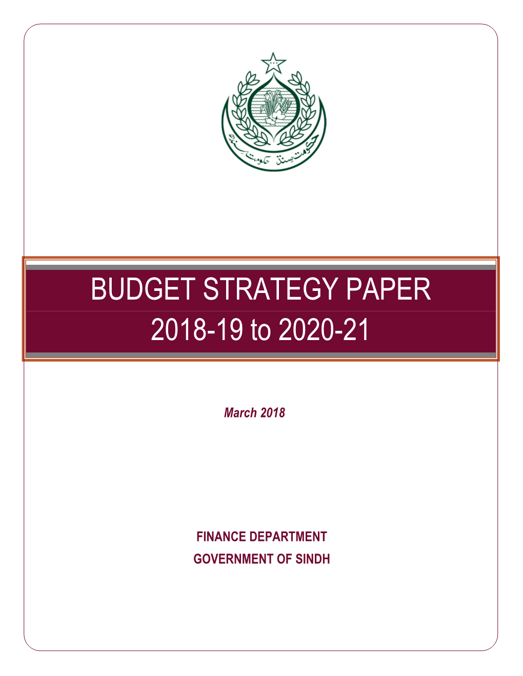 BUDGET STRATEGY PAPER 2018-19 to 2020-21