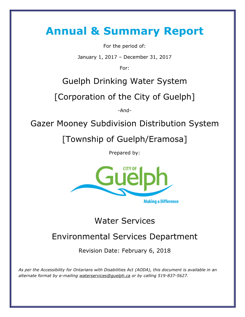 2017 Water Services Annual and Summary Report