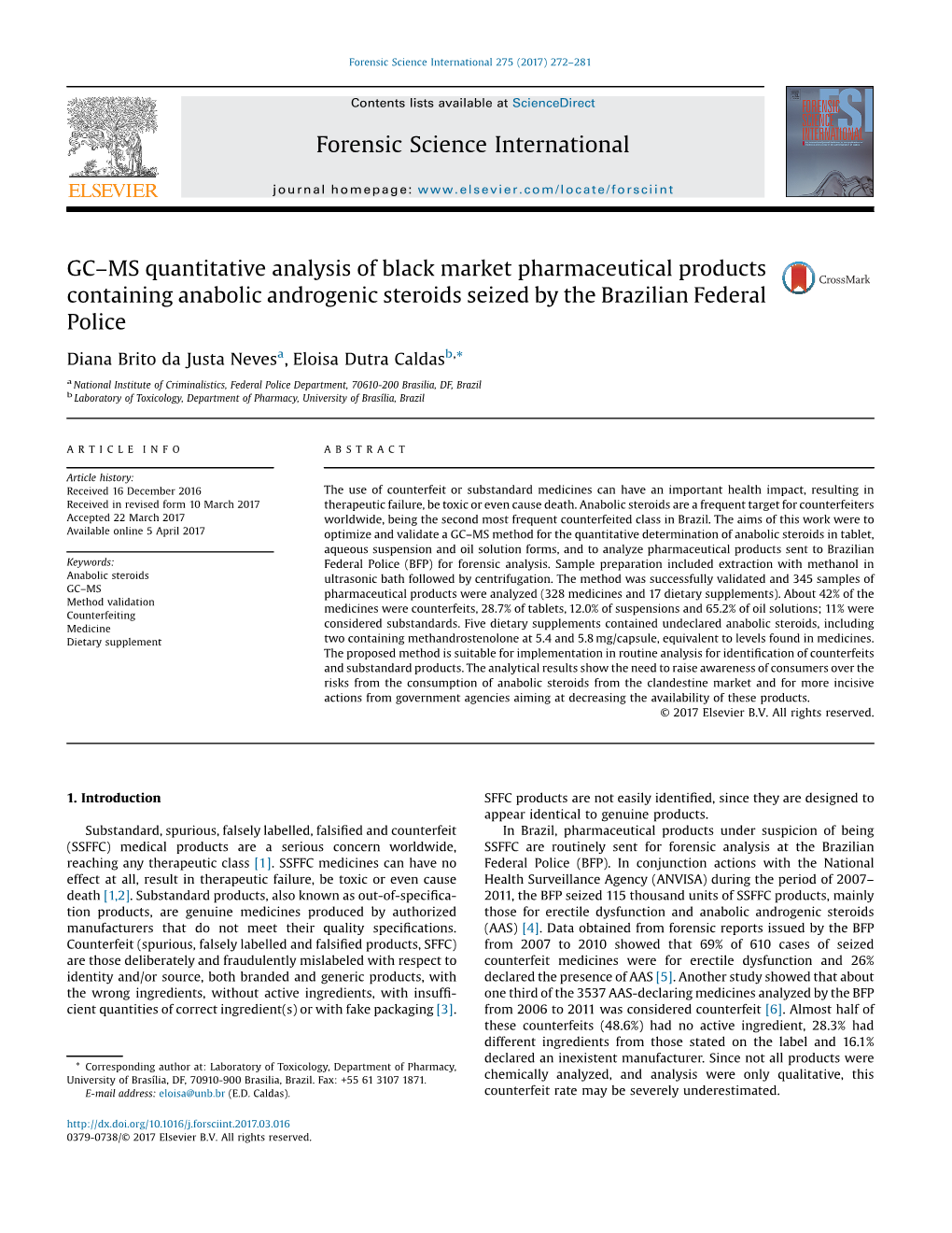 GC–MS Quantitative Analysis of Black Market Pharmaceutical Products