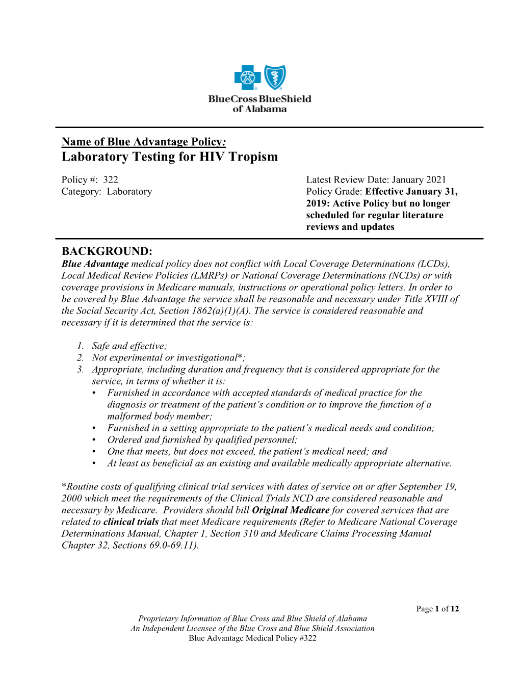 Laboratory Testing for HIV Tropism