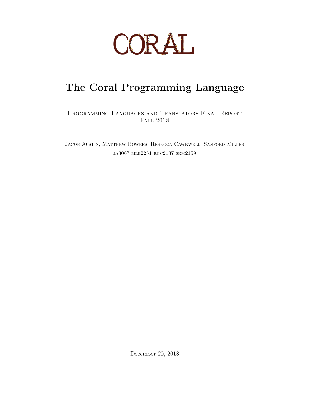 The Coral Programming Language