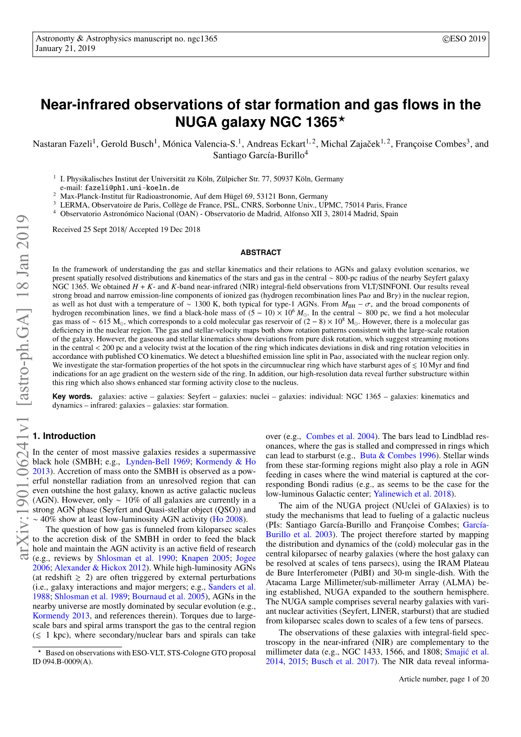 Arxiv:1901.06241V1 [Astro-Ph.GA] 18 Jan 2019 (E.G., Reviews by Shlosman Et Al
