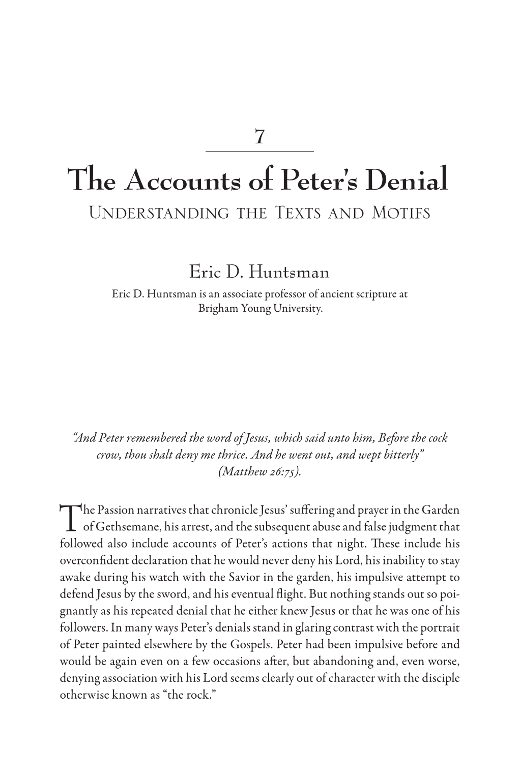 The Accounts of Peter's Denial