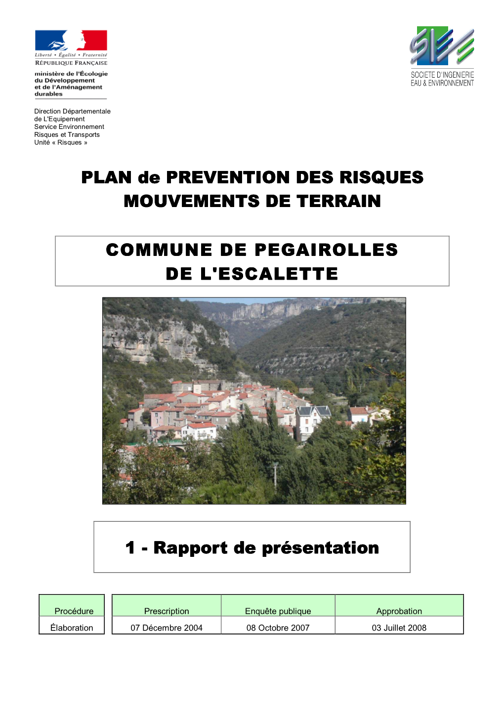 PLAN De PREVENTION DES RISQUES MOUVEMENTS DE TERRAIN