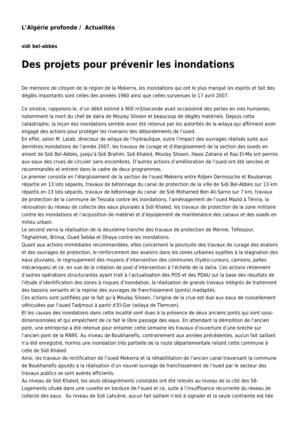 Des Projets Pour Prévenir Les Inondations