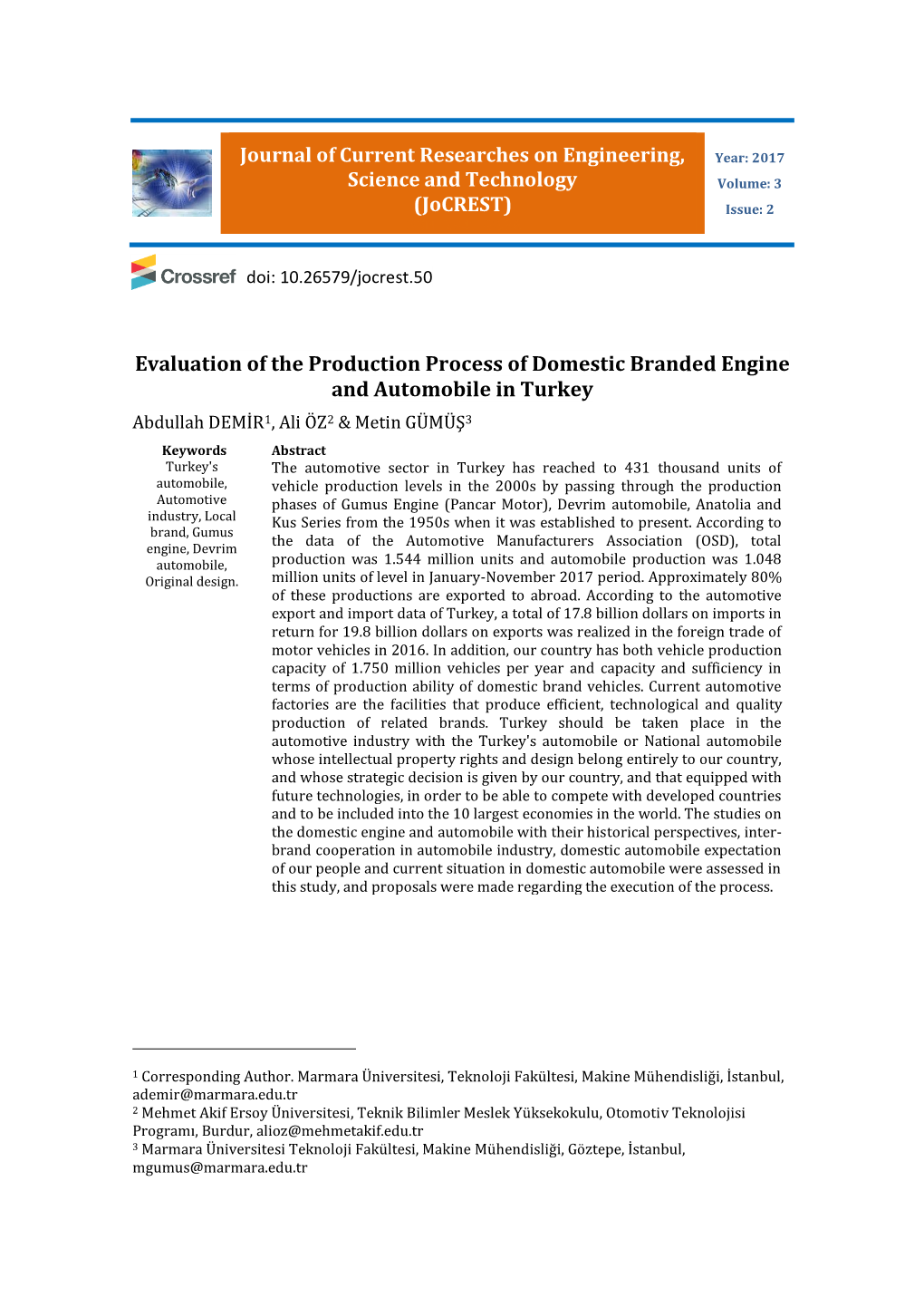 Evaluation of the Production Process of Domestic Branded Engine And