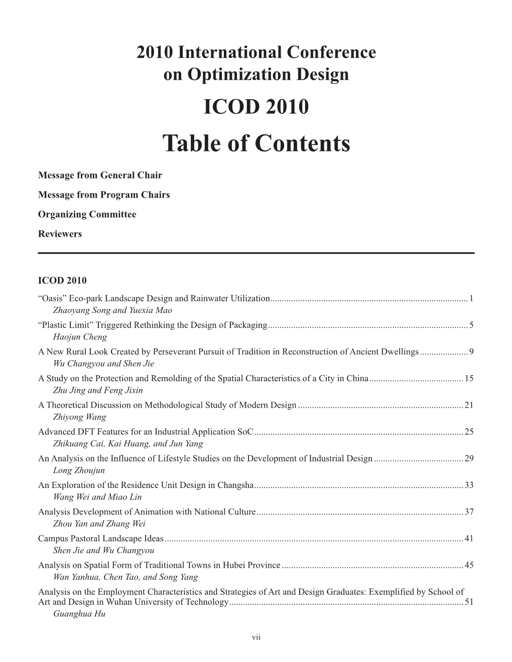 Table of Contents