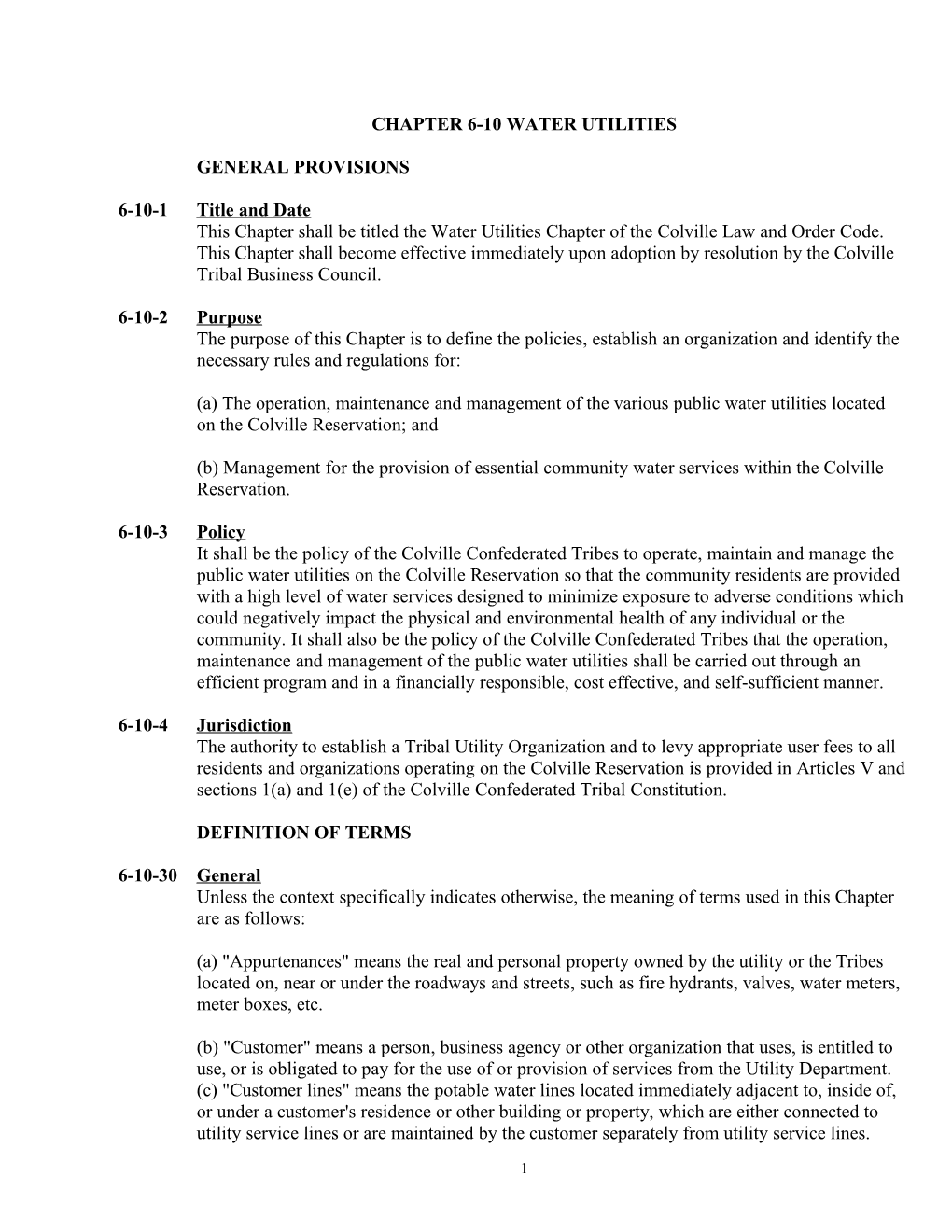 Chapter 6-10 Water Utilities