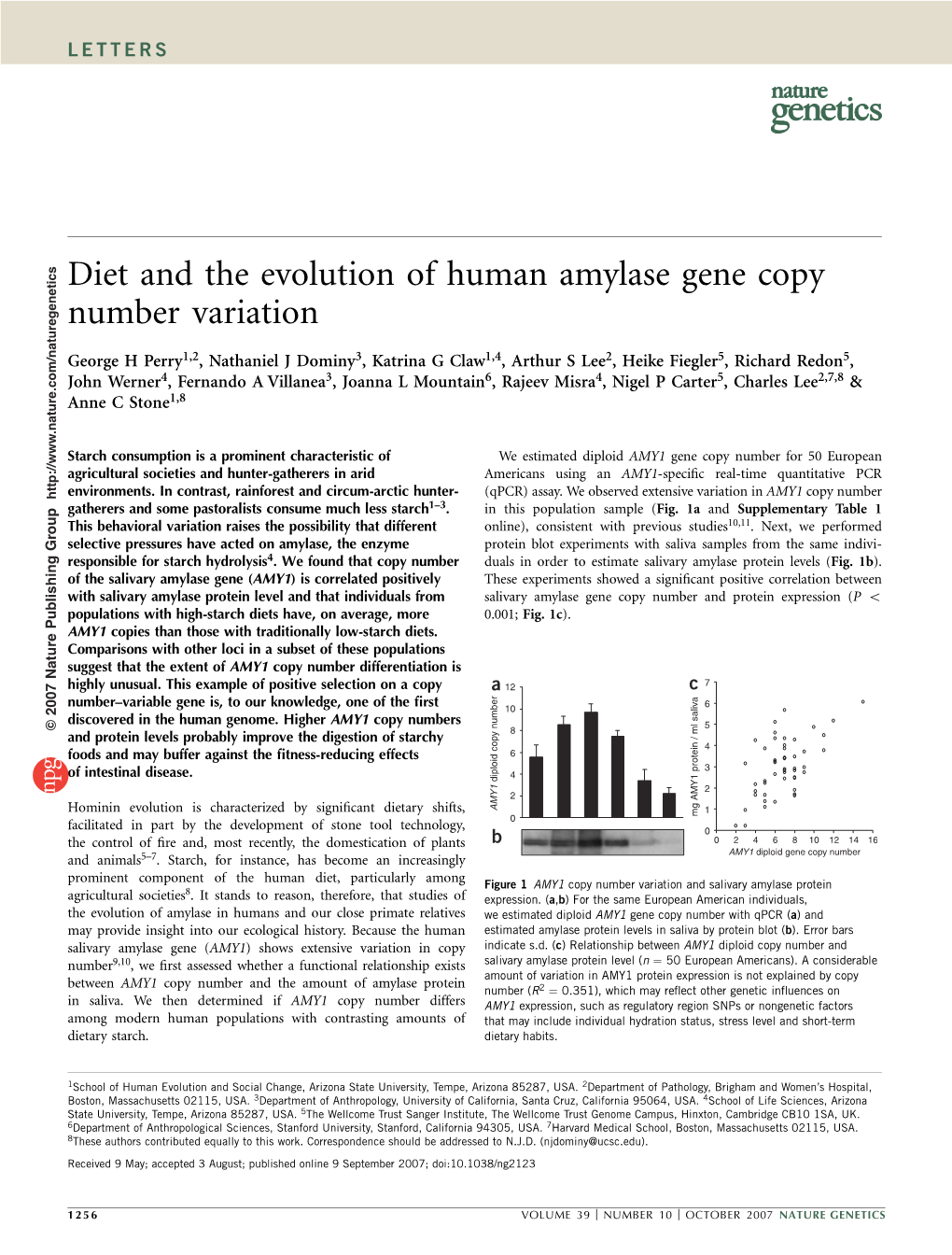 Diet and the Evolution of Human Amylase Gene Copy Number Variation