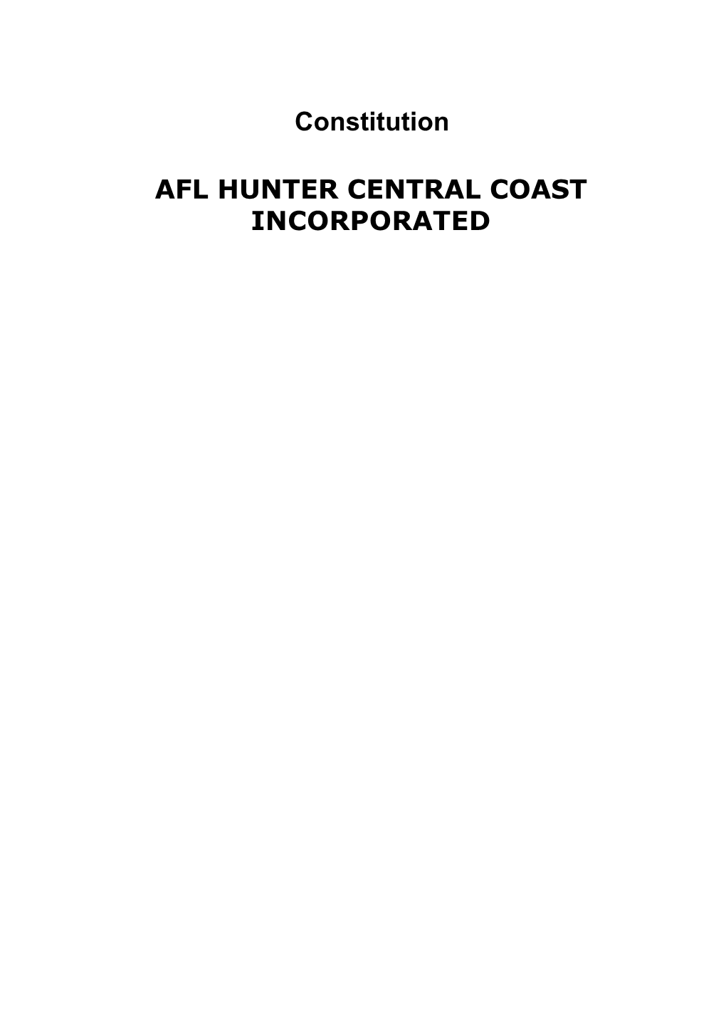 Constitution AFL HUNTER CENTRAL COAST INCORPORATED