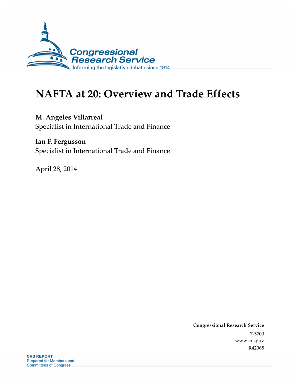 NAFTA at 20: Overview and Trade Effects