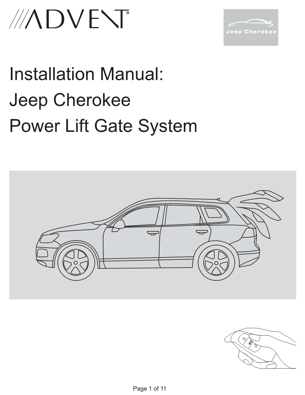 Installation Manual: Jeep Cherokee Power Lift Gate System