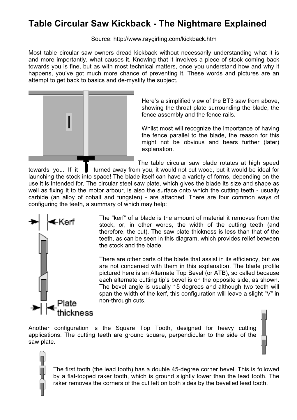 Table Circular Saw Kickback - the Nightmare Explained