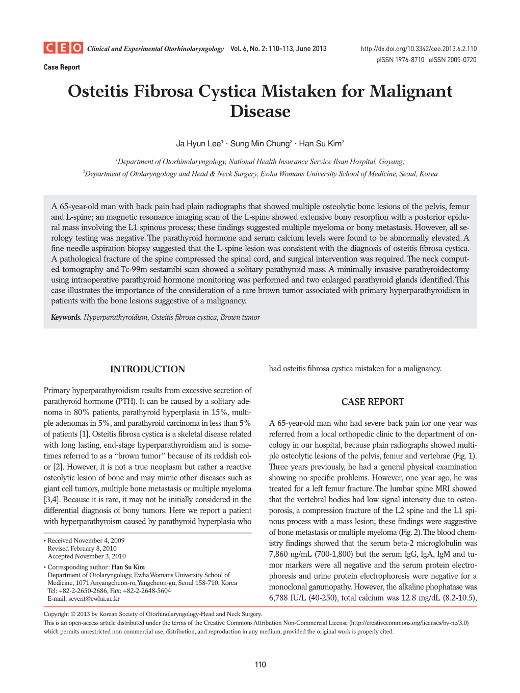 Osteitis Fibrosa Cystica Mistaken for Malignant Disease