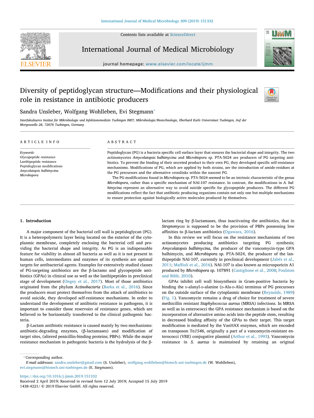 Diversity of Peptidoglycan Structure—Modifications and Their