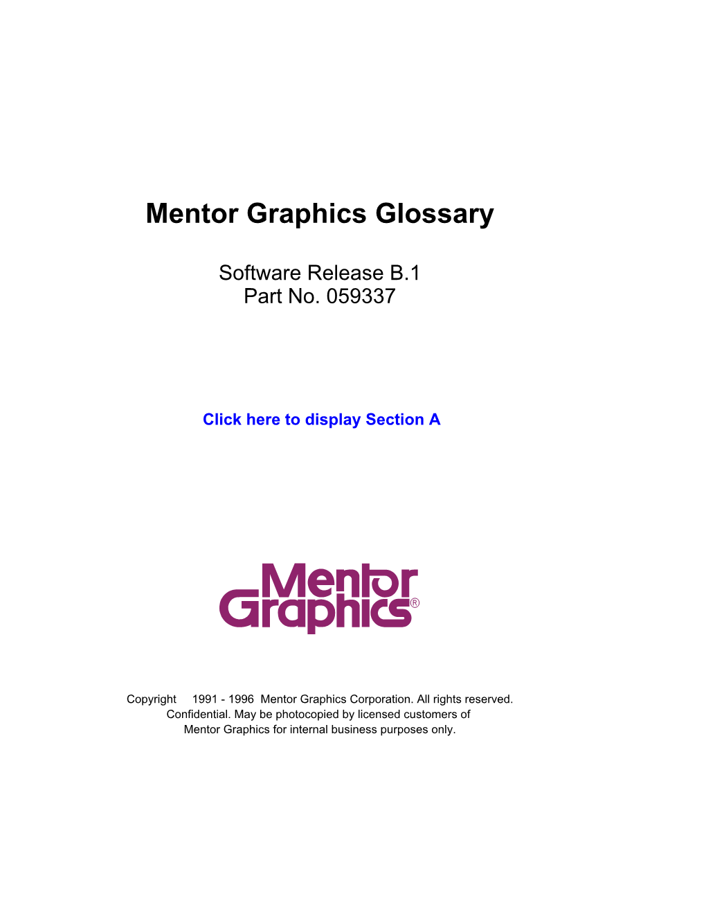 Mentor Graphics Glossary