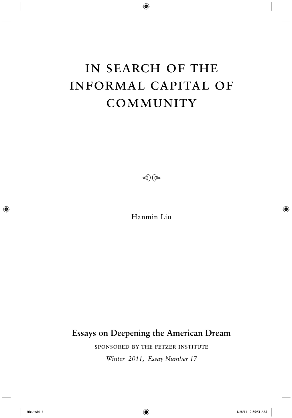 In Search of the Informal Capital of Community