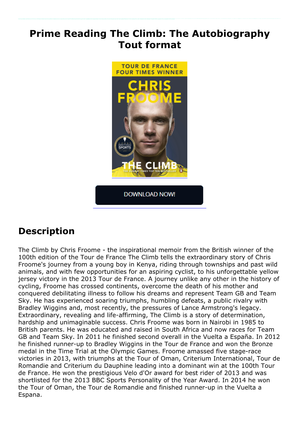 Prime Reading the Climb: the Autobiography Tout Format