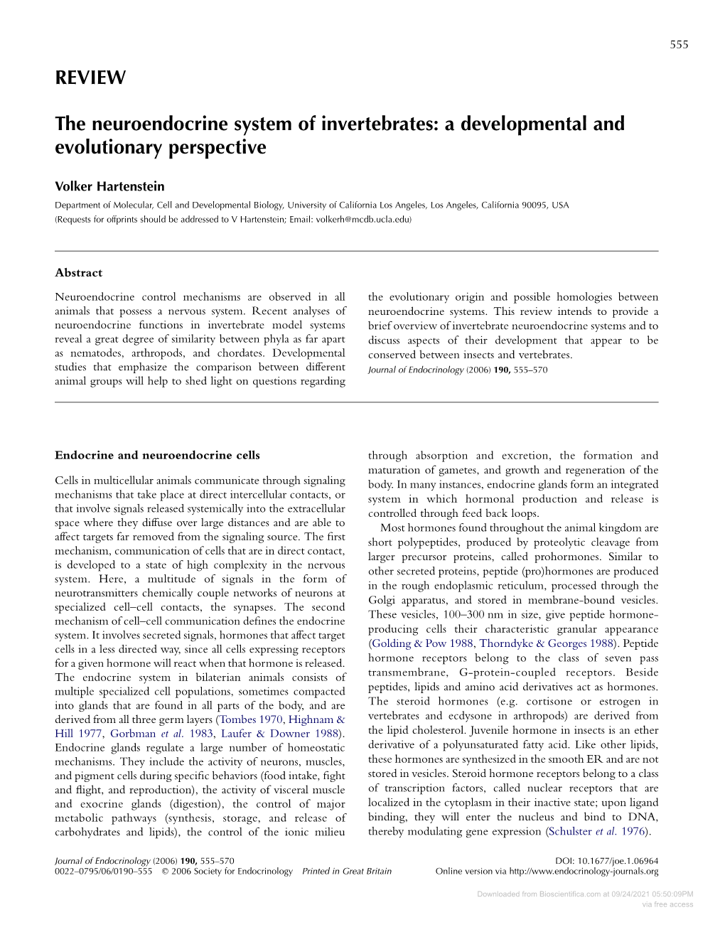 REVIEW the Neuroendocrine System of Invertebrates