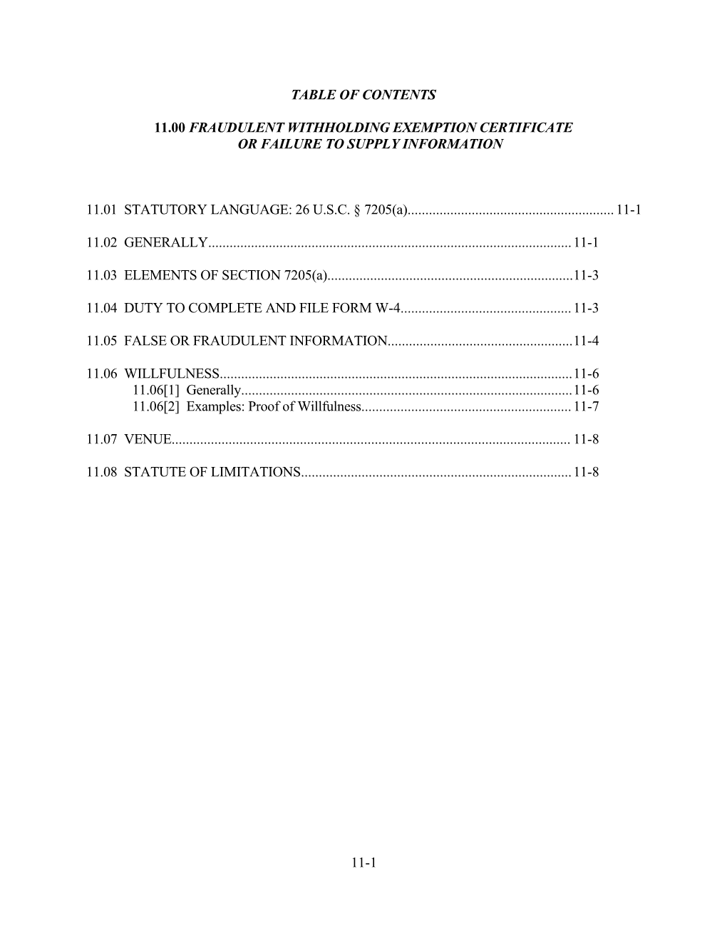 11.00 Fraudulent Withholding Exemption Certificate