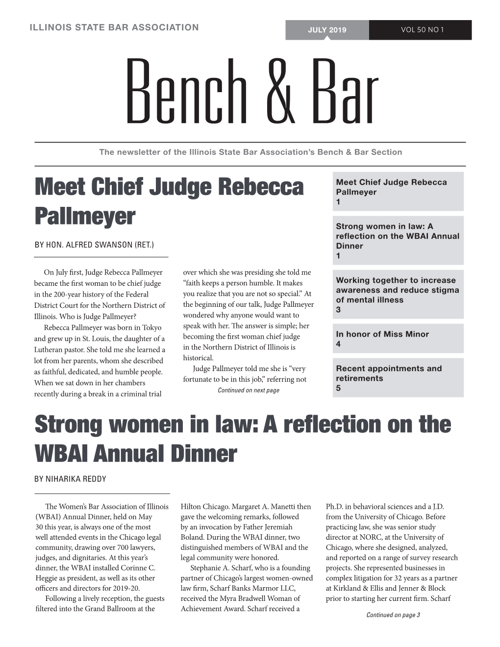 A Reflection on the WBAI Annual Dinner Meet Chief Judge Rebecca Pallmeyer