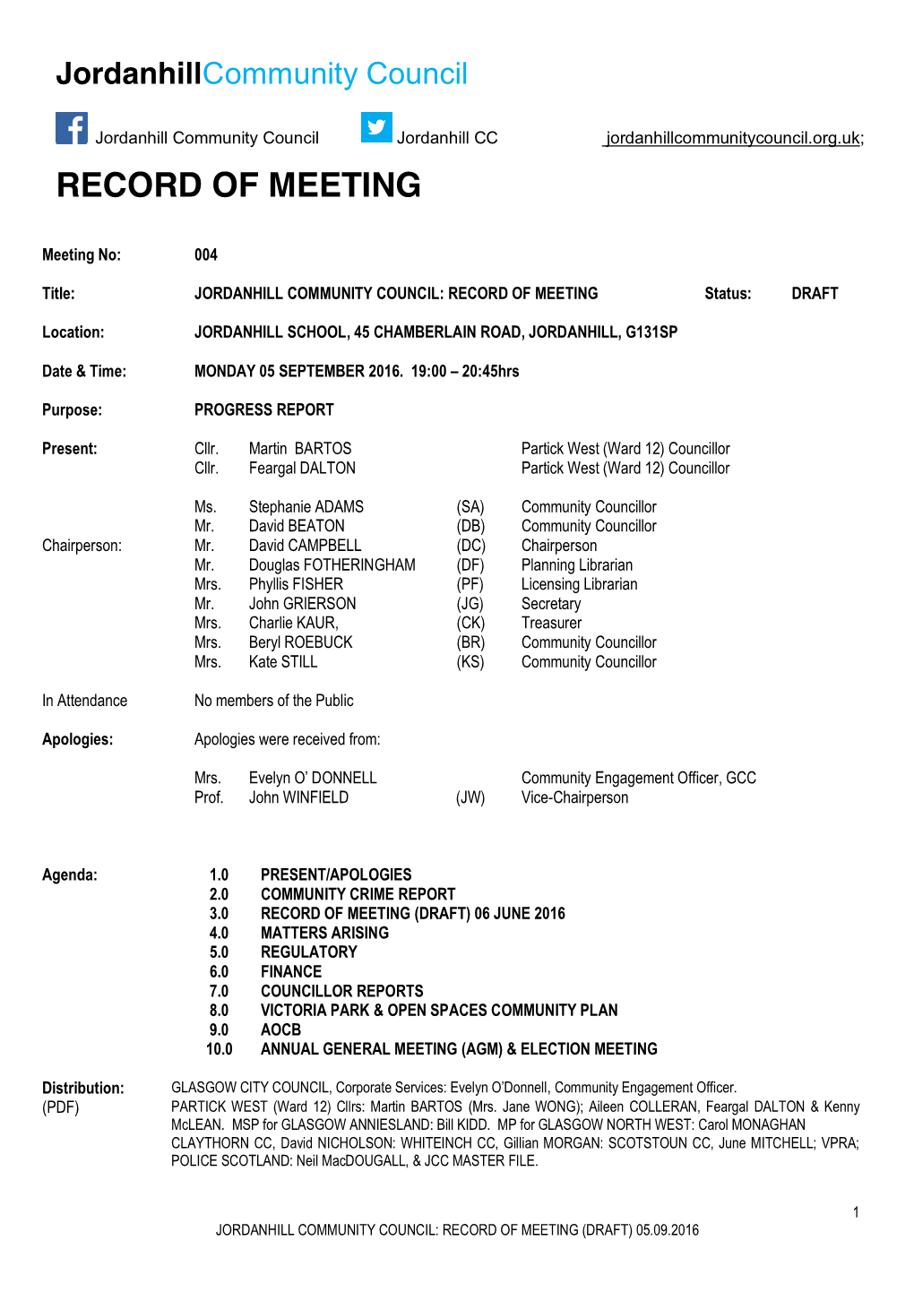 Record of Meeting