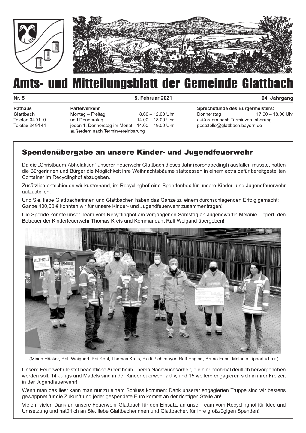 Amts- Und Mitteilungsblatt Der Gemeinde Glattbach Nr