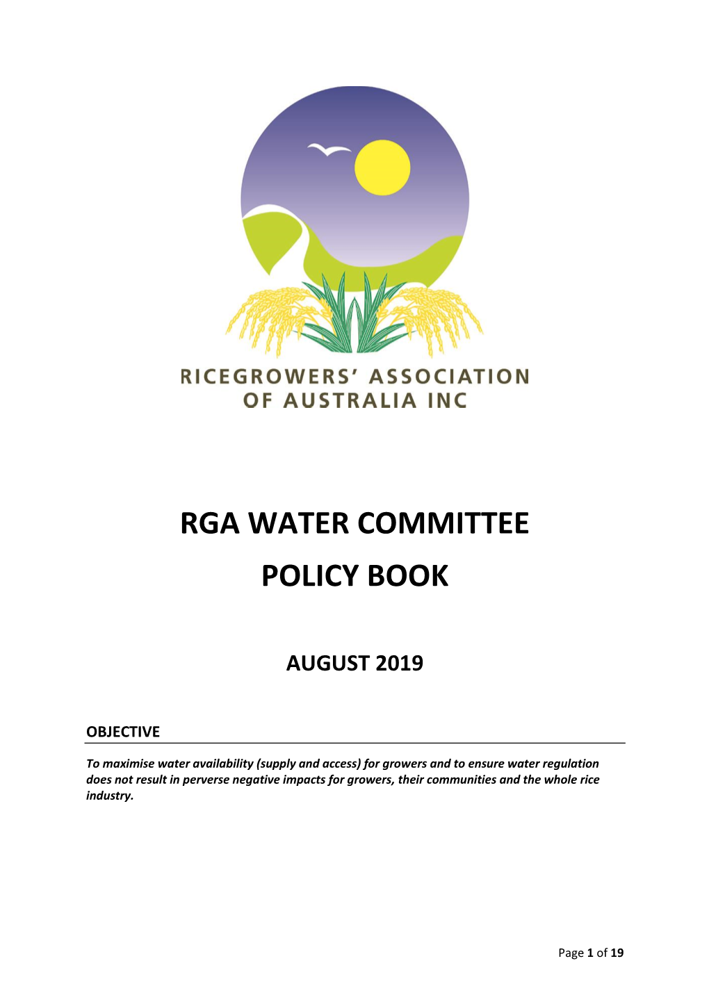 Rga Water Committee Policy Book